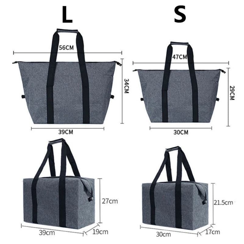 taille du grand sac isotherme gris