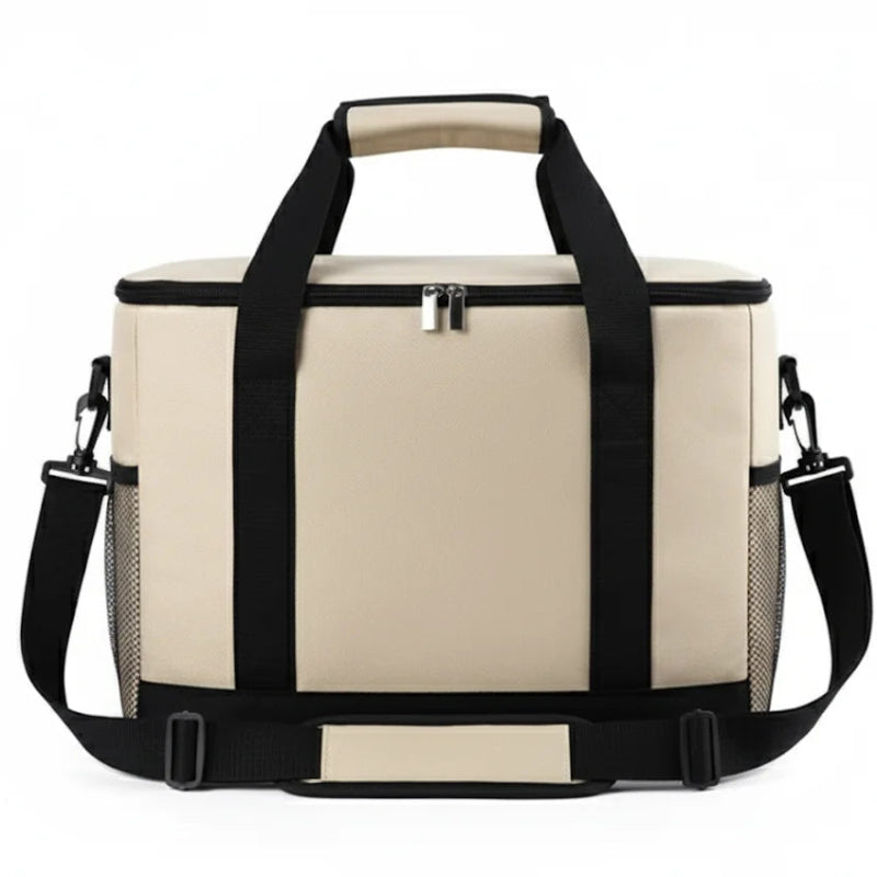 Glacière isotherme beige vu de dos