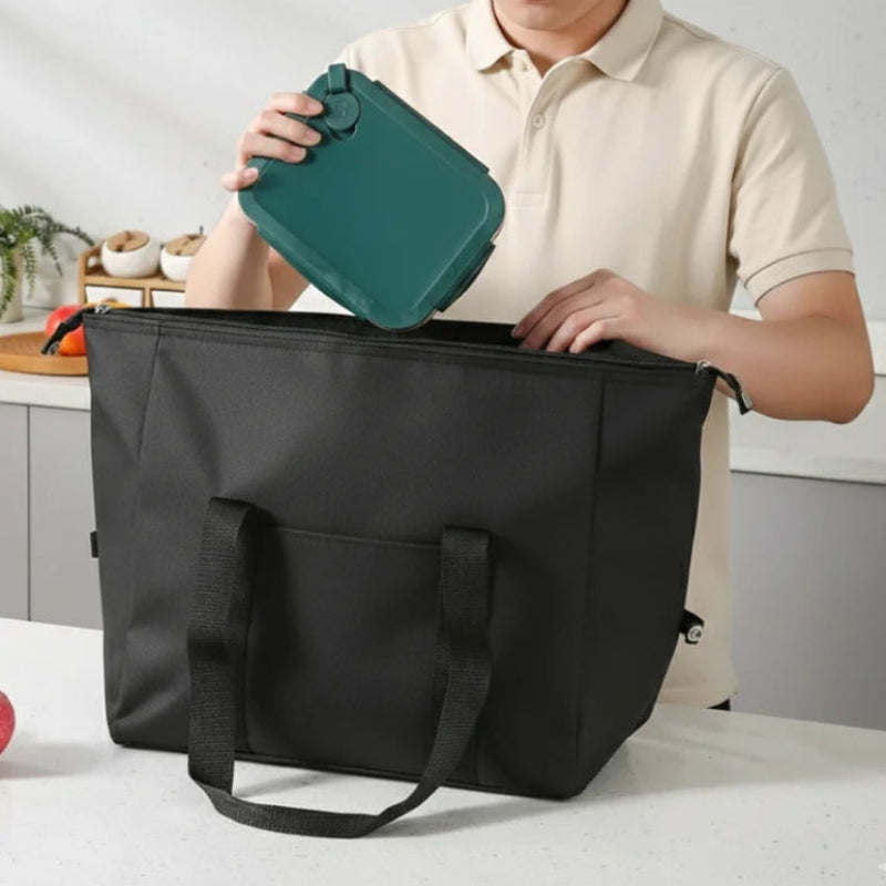 Grand sac isotherme noir ouvert