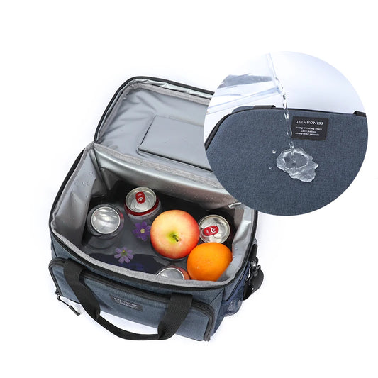 Intérieur du sac isotherme 13L pour pique-nique et déjeuner bleu
