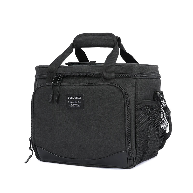 Sac isotherme de 13L pour pique-nique et déjeuner noir pris de face