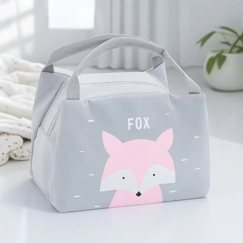 Sac isotherme bebe gris renard de face