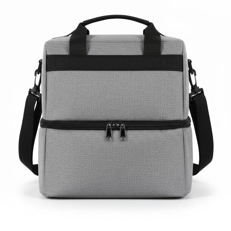 Sac isotherme repas gris vu de dos