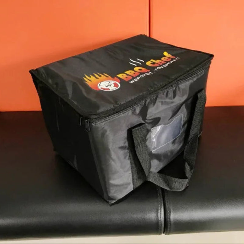 Sac isotherme de livraison avec logo jaune et rouge de coter
