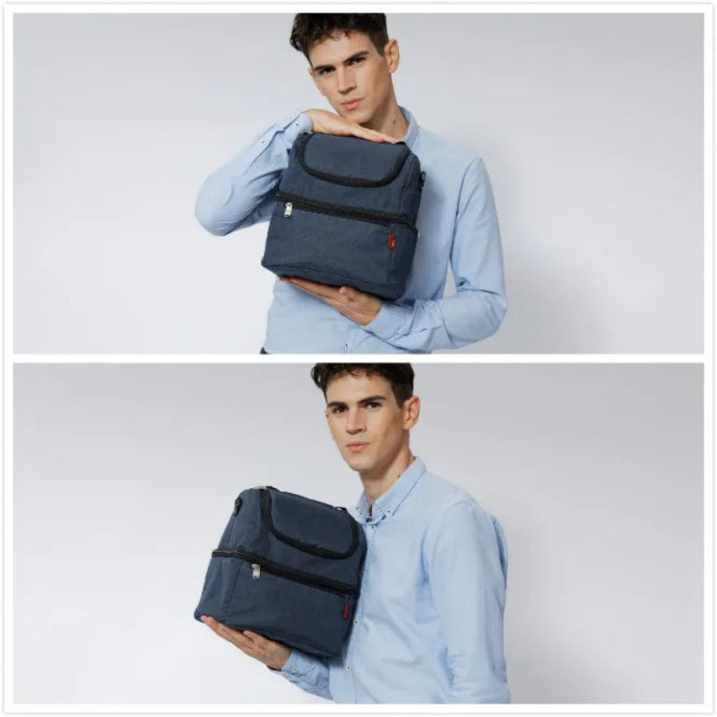 Sac isotherme pour repas bleu de face