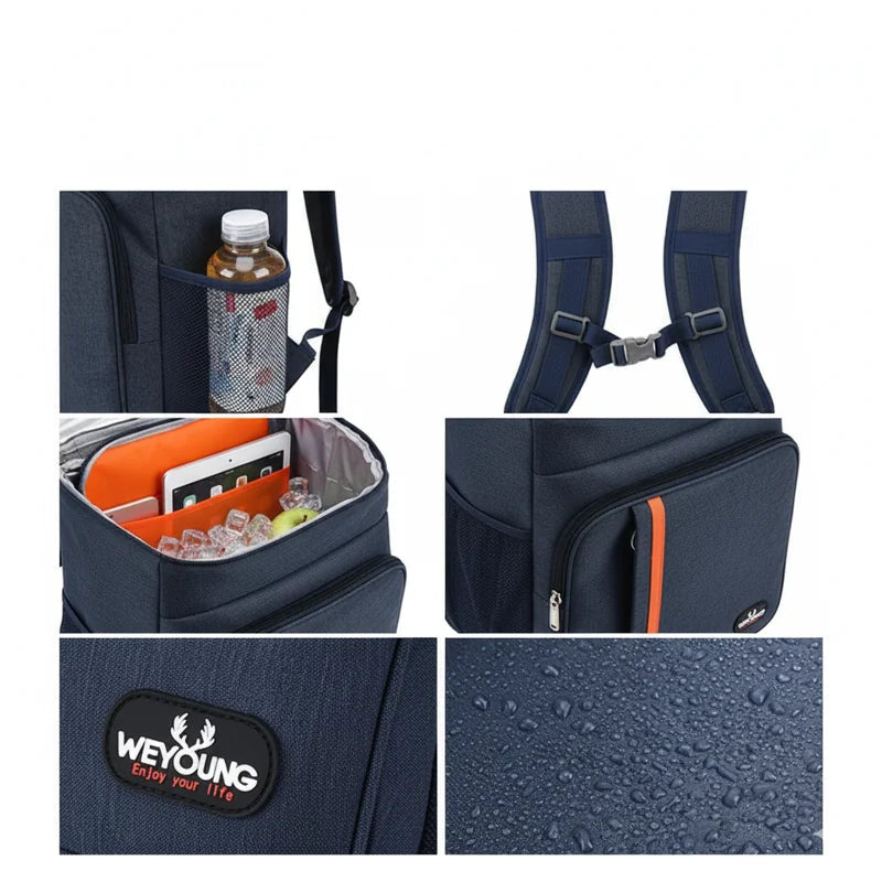 Sac à dos isotherme 20l bleu marine détails 