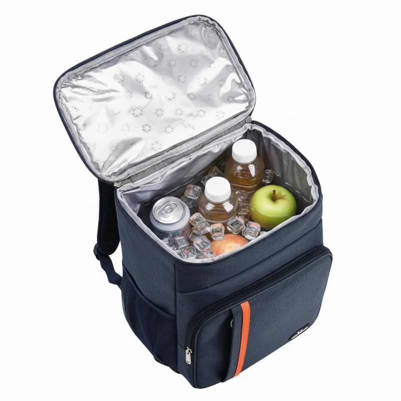 Sac à dos isotherme bleu marine ouvert