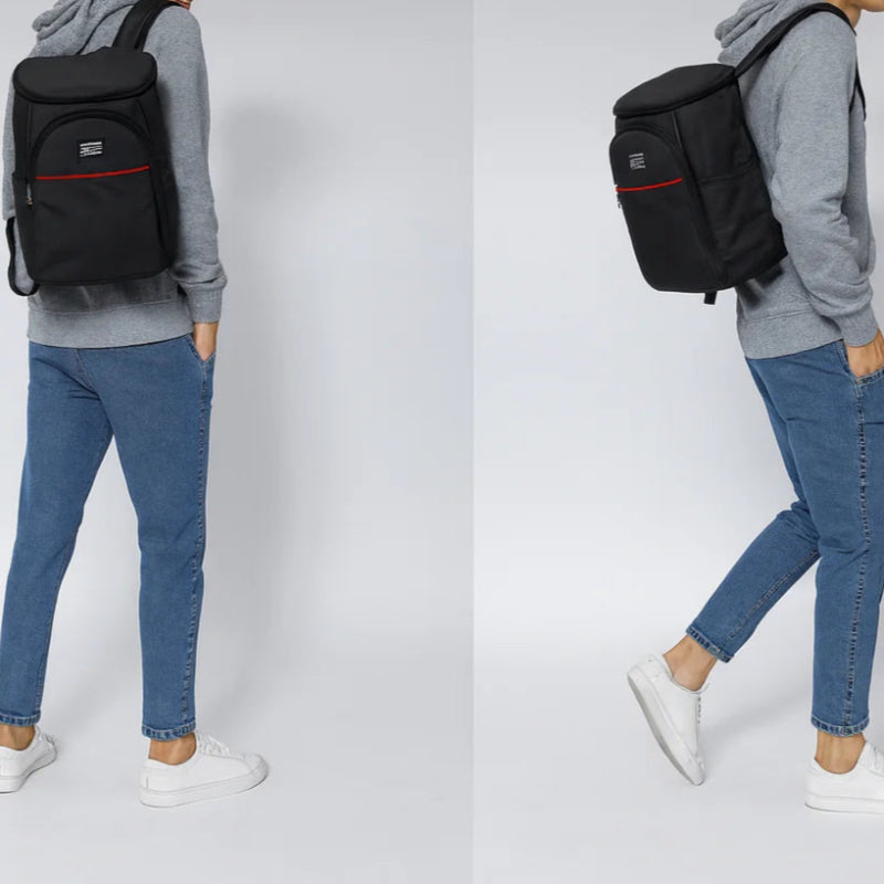 Sac à dos isotherme noir 20l porter par un homme