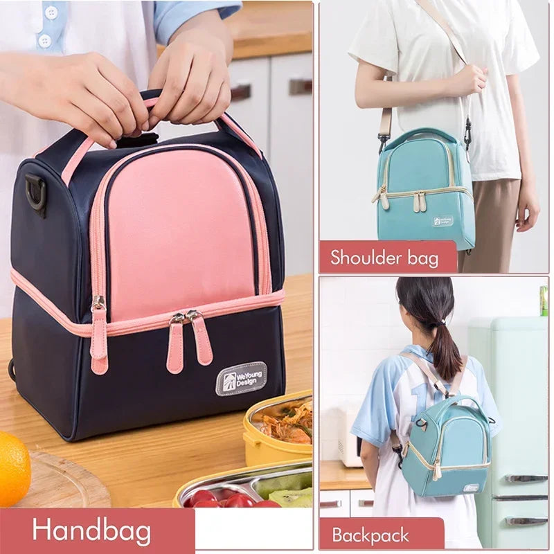 Sac isotherme bebe porter par un enfant et un adulte